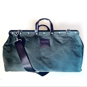 Line Of Trade No 0312 Weekender Olive Green Canvas Duffel Bag with Leather Trim